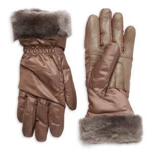 UGG Shearling-Trim Leather-Palm Gloves